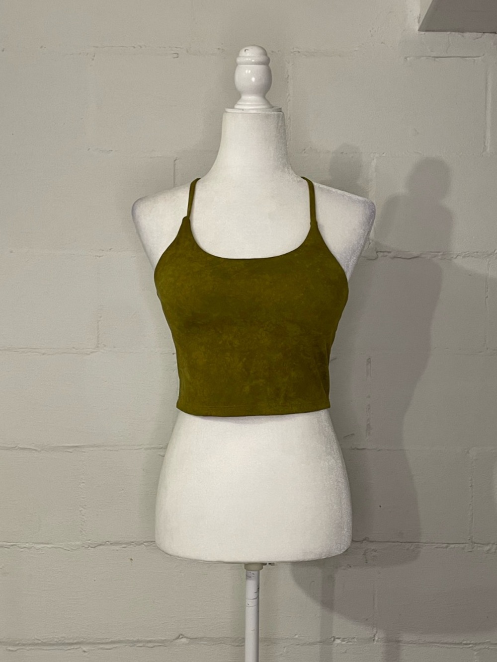 Women's Olive Green Slim-Strap Cropped Camisole